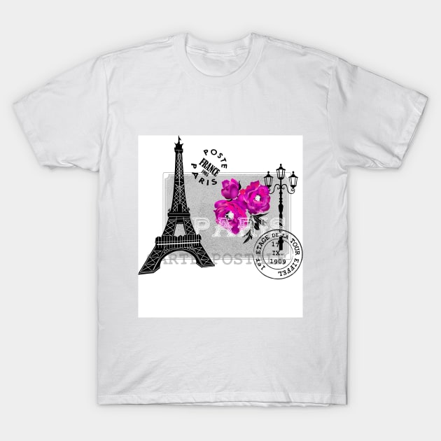 Vintage mail from Paris pink T-Shirt by kobyakov